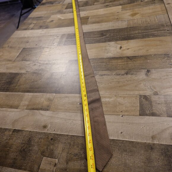 Ermenegildo Zegna Silk Tie Made in Italy Brown Micro Check Pattern - Picture 7 of 8